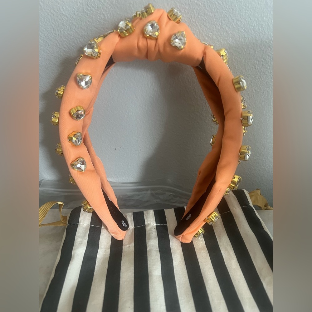 Lele Sadoughi x Stoney Clover Lane NWOT Peach Crystal Knotted Headband